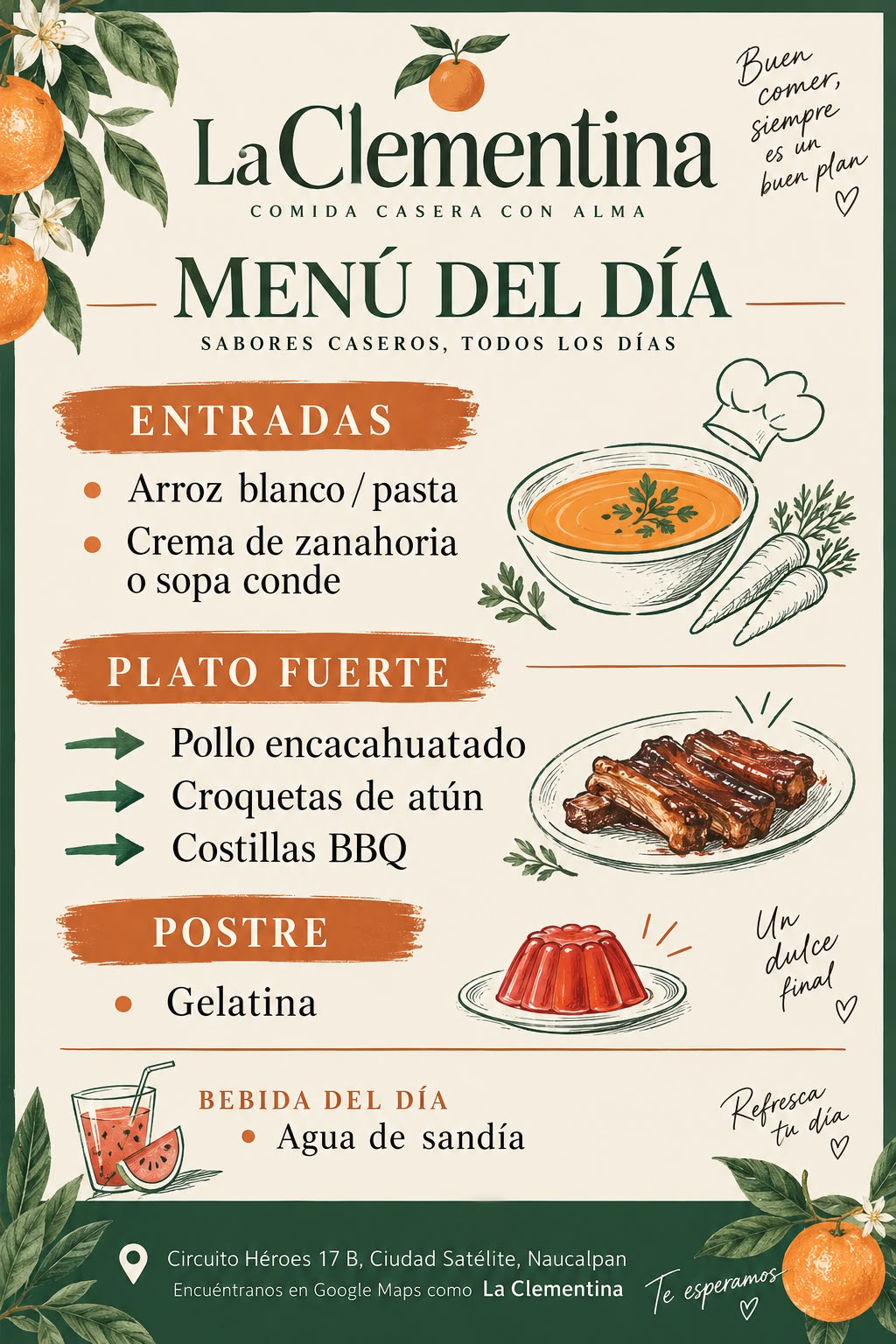 Comida casera en ciudad satelite la clementina